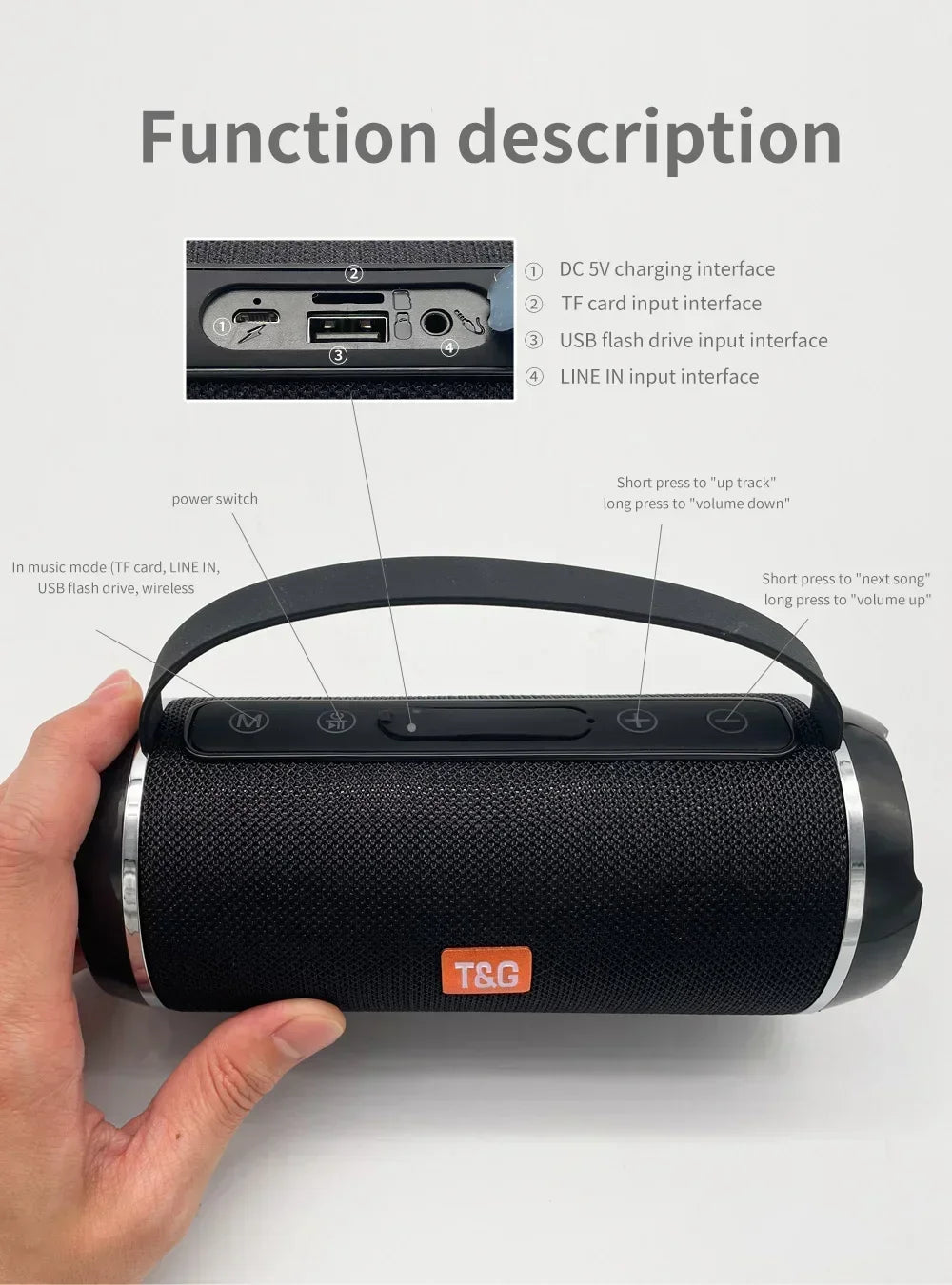 TG116c Bluetooth Speaker TWS Wireless Waterproof Subwoofer